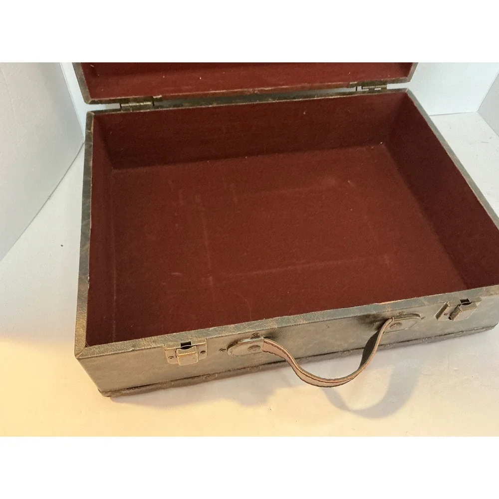 Vintage Style Cafe Storage Trunk Brown Faux Leather Patchwork Box Large